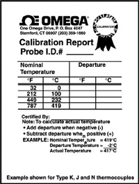 Four-Point Calibrated Thermocouple Probes with Individual Calibration Report of Production Lot. Only $15 additional per probe for -CL5 Calibration | CAL-5