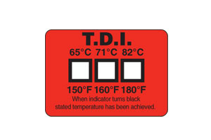 Three point temperature labels provide a permanent record of maximum temperature achieved in Dishwashers and other wash cycles | TL-TI Non-Reversible Temperature Labels